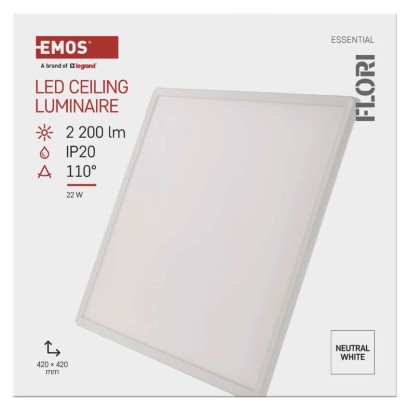 LED felületi lámpatest FLORI négyzet, fehér, 22W, semleges fehér