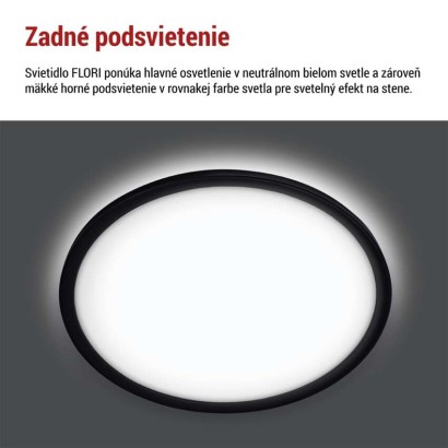 LED prisadené svietidlo FLORI okrúhle, čierné, 22W, neutrálna biela