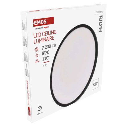 LED prisadené svietidlo FLORI okrúhle, čierné, 22W, neutrálna biela