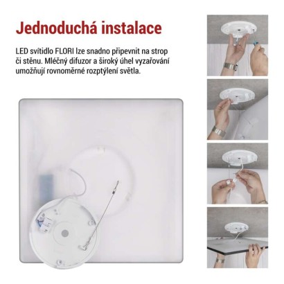 LED přisazené svítidlo FLORI čtvercové, černé, 22W, neutrální bílá