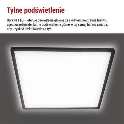 Oprawa LED FLORI kwadratowy, czarny, 22W, neutralna biel