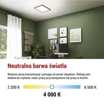 Oprawa LED FLORI kwadratowy, czarny, 22W, neutralna biel
