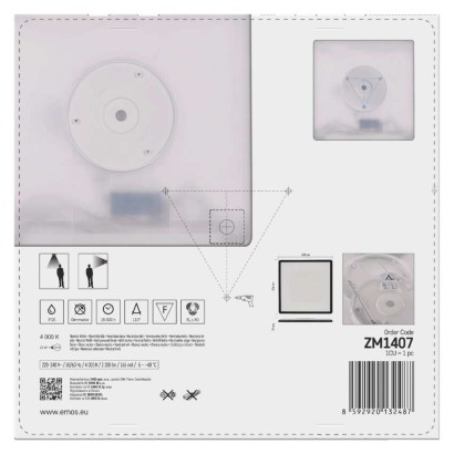 LED gaismeklis FLORI kvadrāts, melnā, 22W, neitrāli balts