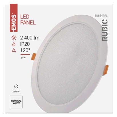 LED süllyesztett lámpatest RUBIC, kerek, fehér, 24W, természetes fehér