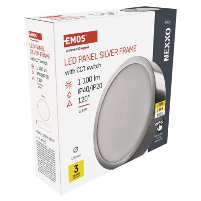 Panel LED natynkowy NEXXO, okrągły, srebrny, 12,5W, CCT