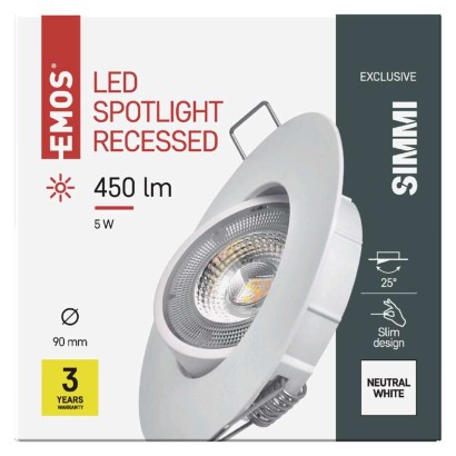 LED bodové svítidlo SIMMI 9 cm, 5 W, neutrální bílá