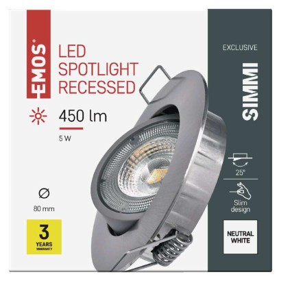 LED bodové svítidlo SIMMI 8 cm, 5 W, neutrální bílá