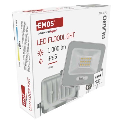 LED reflektor GLARO 10W, fehér, IP65, 1000 lm, természetes fehér