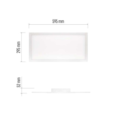 LED lampa RIVI, 30 x 60 cm, 25 W, silti un auksti balta, aptumšojama ar tālvadības pulti