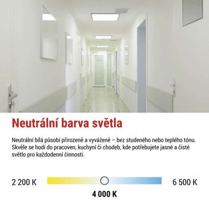 LED panel VEXXO 60×60, čtvercový přisazený bílý, 33W, neutrální bílá UGR