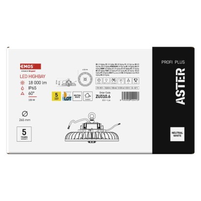 Oprawa przemysłowa LED HIGHBAY ASTER 100W, 60°