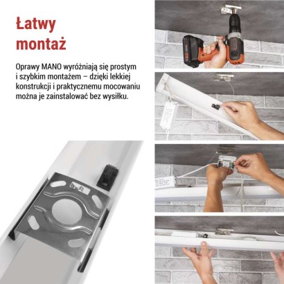 Oprawa liniowa LED MANO 20W, biała neutralna