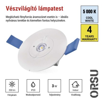 EMOS LED vészvilágító lámpatest ORSU 2W 300lm 3 óra