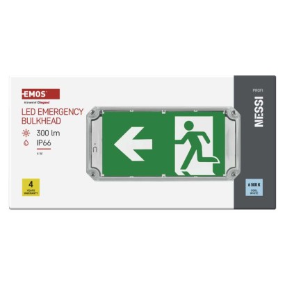 LED avārijas starpsienu gaismeklis NESSI, 4 W, 3 h, IP66