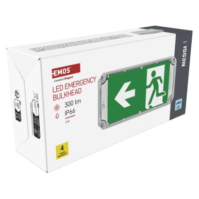 LED avārijas starpsienu gaismeklis NESSI, 4 W, 3 h, IP66