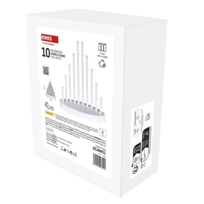 LED svietnik biely, 24,5 cm, 3x AA, vnútorný, teplá biela, časovač