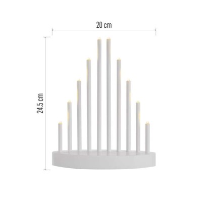 LED svietnik biely, 24,5 cm, 3x AA, vnútorný, teplá biela, časovač