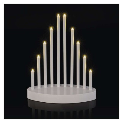 LED svietnik biely, 24,5 cm, 3x AA, vnútorný, teplá biela, časovač