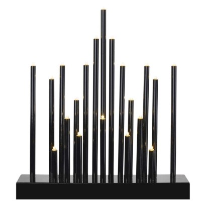 LED gyertyatartó, fekete, 27,5 cm, 3x AA, beltéri, meleg fehér, időzítő