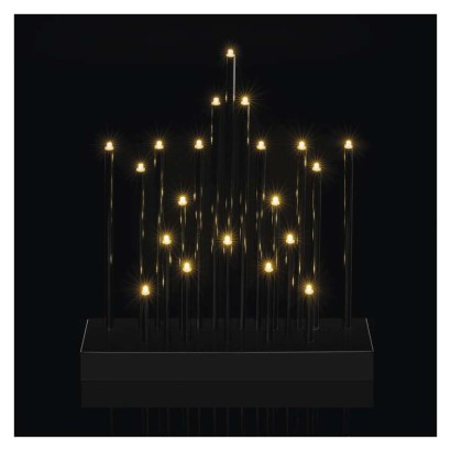 LED gyertyatartó, fekete, 27,5 cm, 3x AA, beltéri, meleg fehér, időzítő