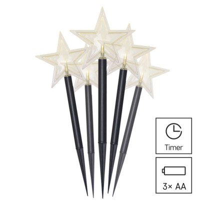 LED Ziemassv. zvaigznes laternas, 30 cm, liet. ārā un iekštelpās, silti baltas, ar taimeru