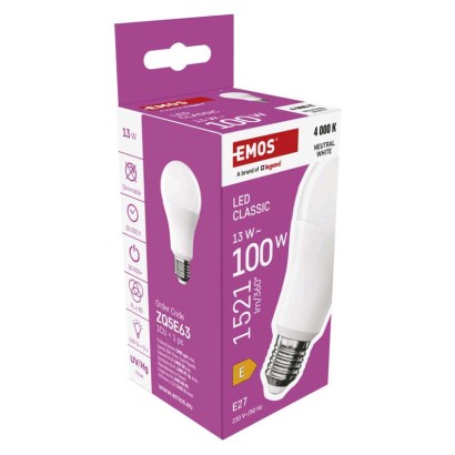 LED izzó Classic A60 / E27 / 13 W (100 W) / 1521 lm / Természetes fehér