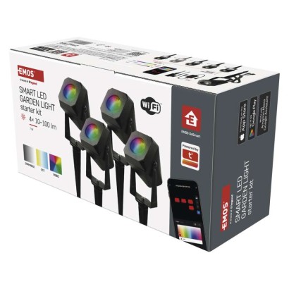 GoSmart vonkajšie LED bodové svetlo, štart. sada, 4 diely, 7 W, RGBIC stmievateľné, WiFi
