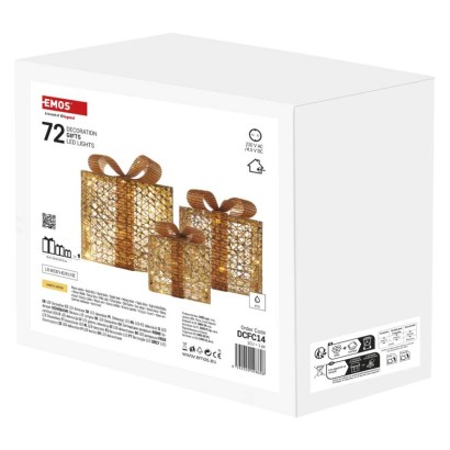 LED darčeky, 3 veľkosti, vnútorné, teplá biela