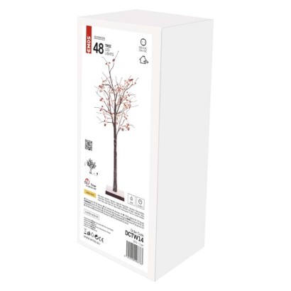 LED világító karácsonyfa gömbökkel, 120 cm, kültéri és beltéri, meleg fehér, időzítő