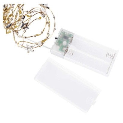 Lampki choinkowe gwiazdki 20 LED ciepła biel, złoty przewód, IP20, timer