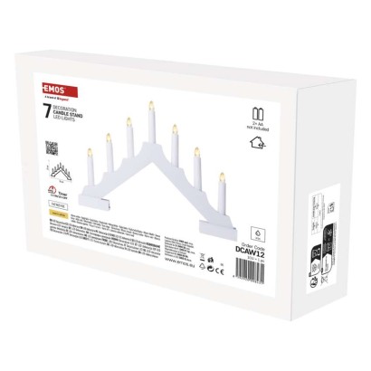 LED gyertyatartó, fa, fehér, 29 cm, 2x AA, beltéri, meleg fehér, időzítő