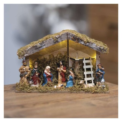 LED vánoční betlém, 17 cm, 2x AA, vnitřní, teplá bílá