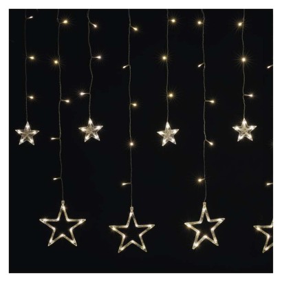 LED karácsonyi fényfüggöny – csillagok, 185x105 cm, beltéri, meleg fehér