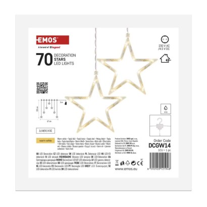 LED Weihnachtsvorhang – 7 Sterne, 67x125 cm, Innen, warm-weiß