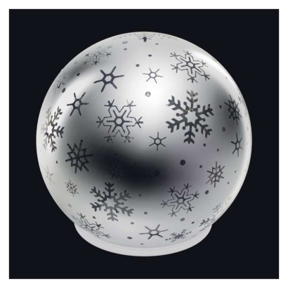 LED karácsonyi üveggömb – hópelyhek, 12 cm, 3x AA, beltéri, meleg fehér, időzítő