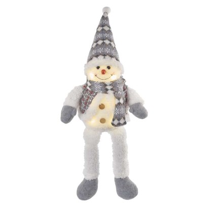 LED Weihnachts-Schneemann sitzend, 31 cm, 3x AA, Innen, warmweiss