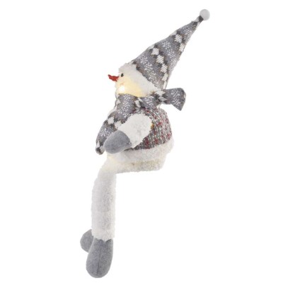 LED Weihnachts-Schneemann sitzend, 31 cm, 3x AA, Innen, warmweiss