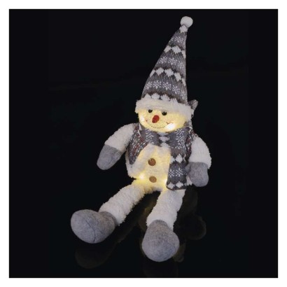 LED Weihnachts-Schneemann sitzend, 31 cm, 3x AA, Innen, warmweiss