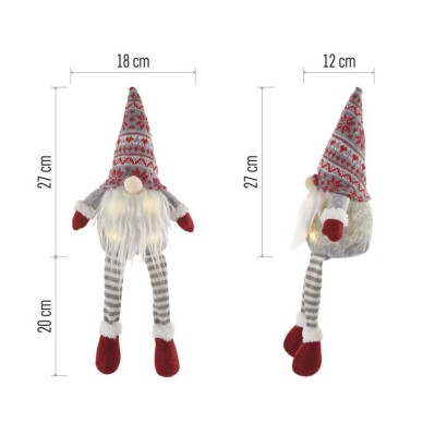 LED vianočný škriatok sediaci, 27 cm, 3× AA, vnút., teplá biela