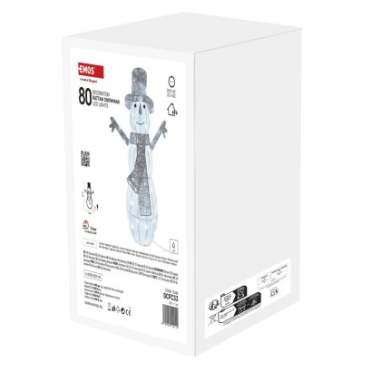 Dekoracje - 80 LED bałwan 82 cm, zimna biel, IP44, timer