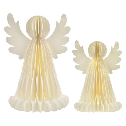 Dekoracje - anioły papierowe 2x 10 LED, 2 szt., 28/38 cm, ciepła biel, IP20, timer