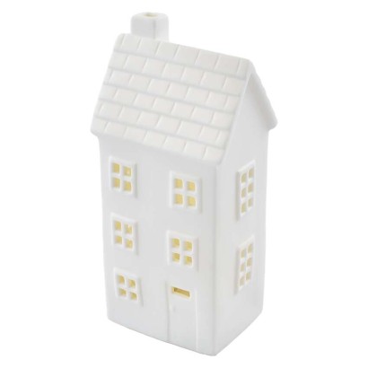 LED keramický domeček, 16 cm, 1x CR2032, vnitřní, teplá bílá, časovač