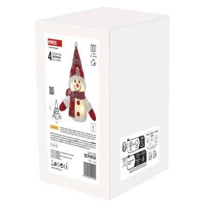 LED świecący bałwanek świąteczny, 25 cm, 3x AAA, ciepła biel, IP20