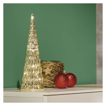 LED-Weihnachtsbaum aus Glas, 27 cm, 2x CR2032, Innen, warmweiss, Timer