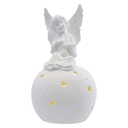 LED-Keramik-Engel, 29 cm, 2x AA, Innen, warmweiss