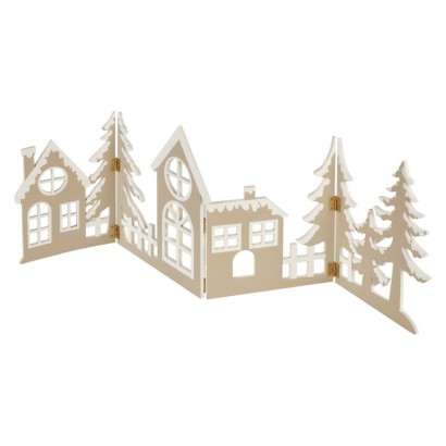 LED dekorācija no koka - ciemats, 60 cm, 2x AA, silti balta gaisma, taimeris