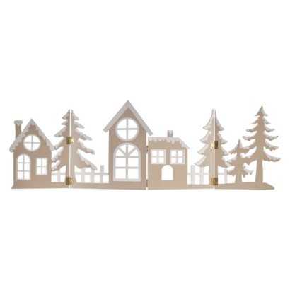 LED dekorācija no koka - ciemats, 60 cm, 2x AA, silti balta gaisma, taimeris