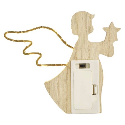 Dekoracje - anioł 8 LED, 13 cm, 2x AA, ciepła biel, IP20, timer