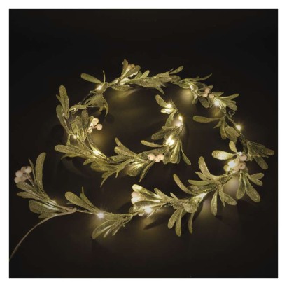 LED Ziemassvētku virtene - ozols, 1,5 m, 3x AA, iekštelpu, silti balta, taimeris