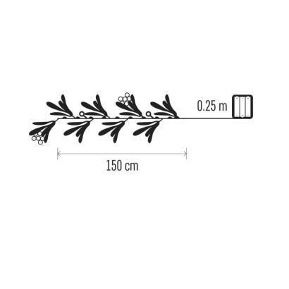 Dekoracje - girlanda jemioła 25 LED, 1,5 m, 3xAA, ciepła biel, IP20, timer
